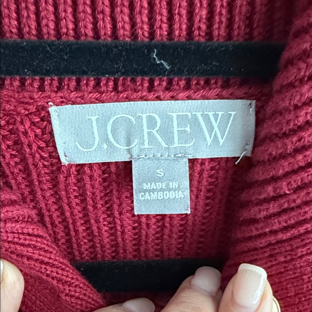 J. Crew Women's Deep Red Knit Cowl Turtleneck Sweater - Picture 2 of 6
